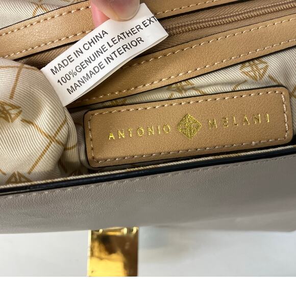 ANTONIO MELANI SILVER AND TAUPE LARGE ANIMAL PRINT HANDBAG - Picture 16 of 16